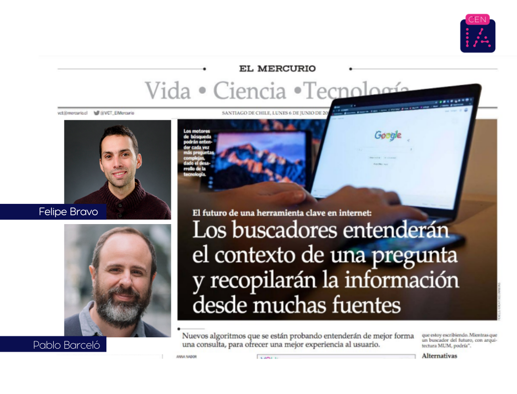 Investigadores Cenia conversan con diario El Mercurio sobre el futuro de los motores de búsqueda