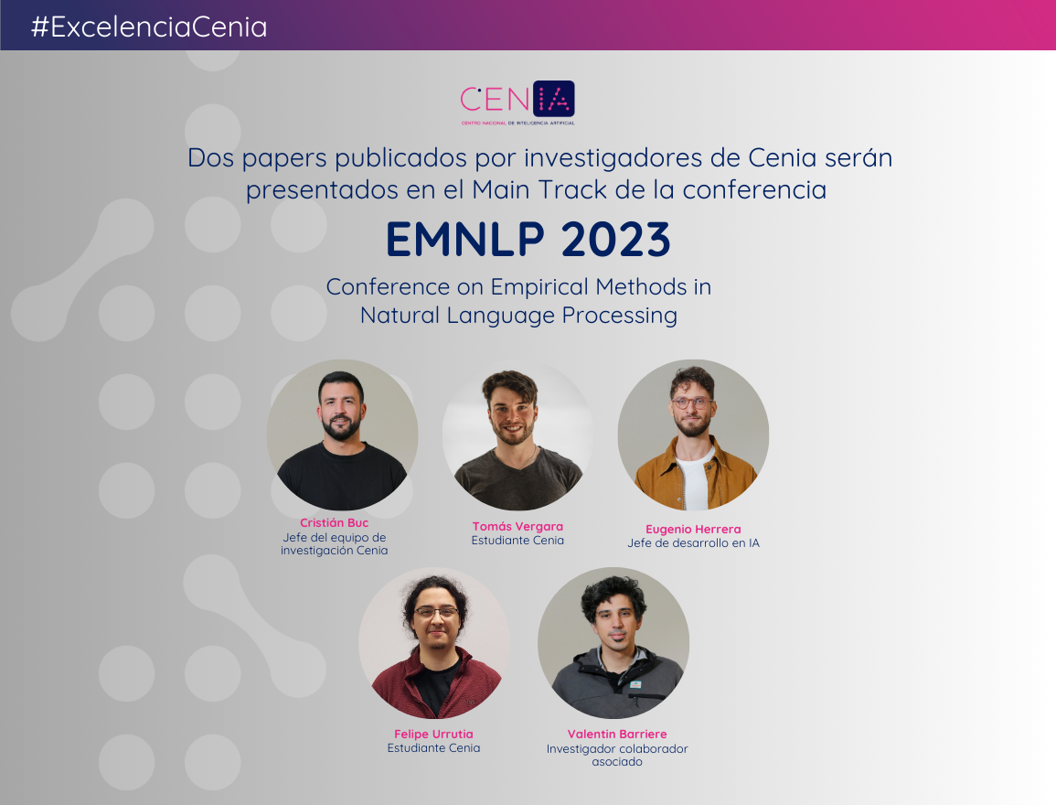 Dos artículos publicados por investigadores de Cenia serán presentados en el Main Track de la conferencia EMNLP 2023